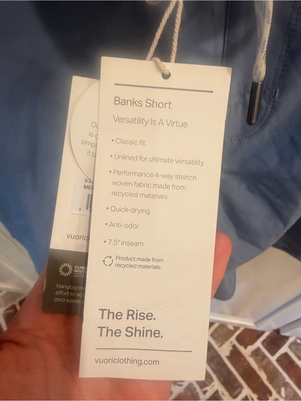 Vuori Light Blue Elastic Waist Swim Trunks with Drawstring! - Picture 5 of 9